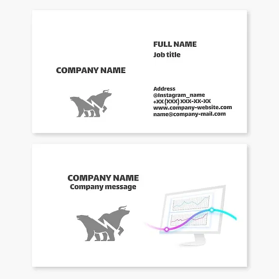 Stock Market Business Card Template. Bull Bear. Forex.