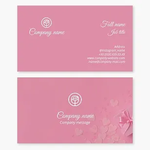Business card template. Rose, gift for a loved one. Gift shop.