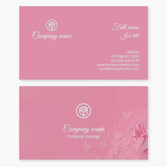 Business card template. Rose, gift for a loved one. Gift shop.