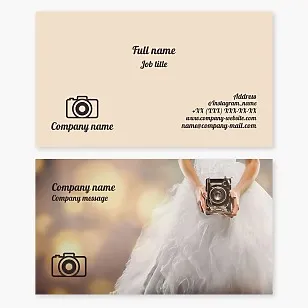 Business Card Template Camera, Wedding Photographer