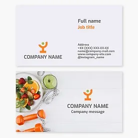 Business card template. Healthy eating and healthy lifestyle.