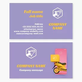 Business card template Rocket, food and cargo delivery