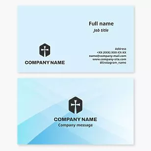  Black Cross Logo | Light Blue Business Card Template