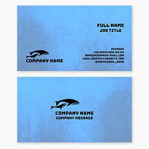 Business card template. Blue whales. A symbol of nature's power, wisdom, tranquility, eternity, rebirth, and deep emotions.