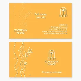 Fun beach themed business card template. Beach products and services.