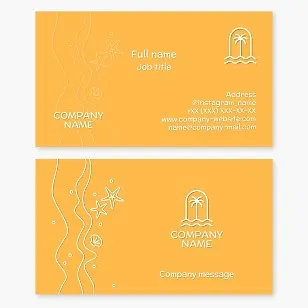 Fun beach themed business card template. Beach products and services.