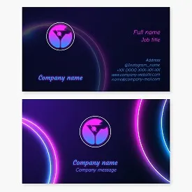 Cocktail Martini Glass Bar Neon Business Card Template