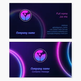 Cocktail Martini Glass Bar Neon Business Card Template