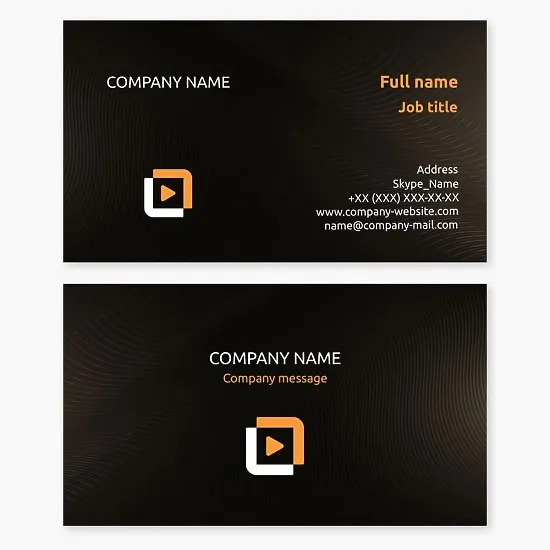 Business card template with play button. Professional video shooting of celebrations.