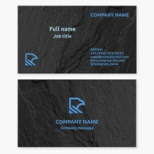 Business card template. Eagle. Stone. Letter R.