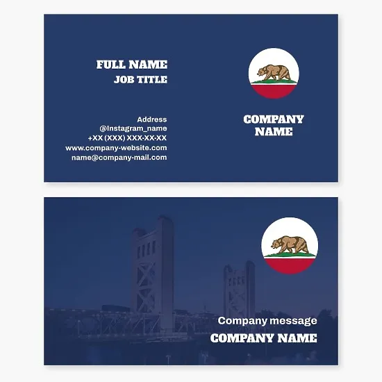 Business card template California Coat of Arms