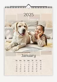 Calendar template child and dog