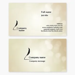 Business card template with a quill pen. Writer, poet, screenwriter, author, publicist, novelist.
