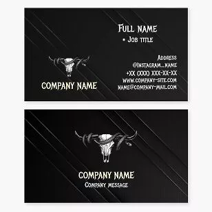 Bull Skull and Snake Logo Business Card Template