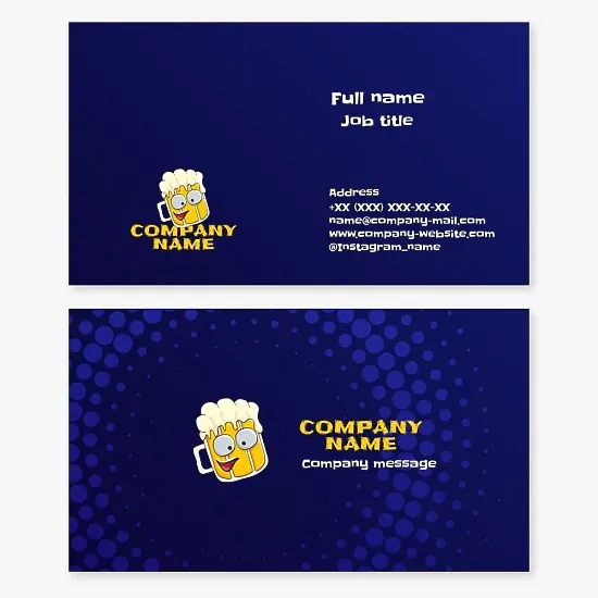 Business card template for a beer company. Beer bar.