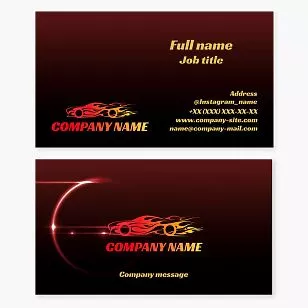 Car on Fire Logo Automotive Business Card Template