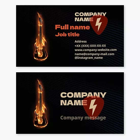 Business card template Guitar, music, pick