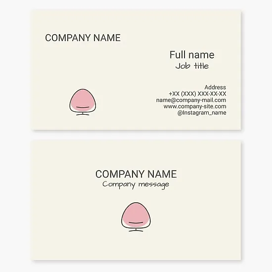 Business card template. Upholstered furniture manufacturing and repair.