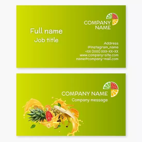 Juice Bar Business Card Template