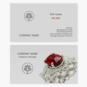 Jeweler business card template. Jewelry salon. Purchase and sale of jewelry.