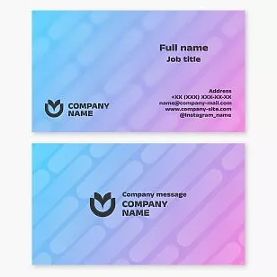 Pink & Blue Business Card Template with Background Design