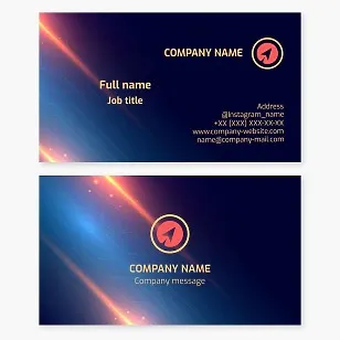 Business card template. Cursor, pointer, navigator, rocket, Electronic devices and boards. Letter O.