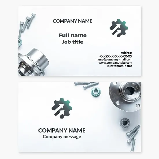 Business card template. Mechanical engineering manufacturing company.