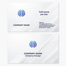 Business card template. Brain, circuit board, neural network. Artificial intelligence, digital and network technologies.