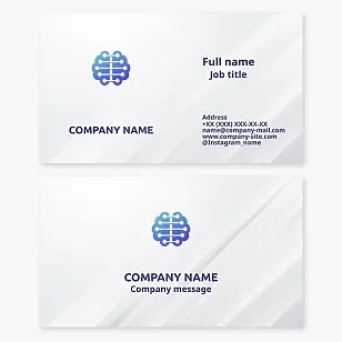 Business card template. Brain, circuit board, neural network. Artificial intelligence, digital and network technologies.