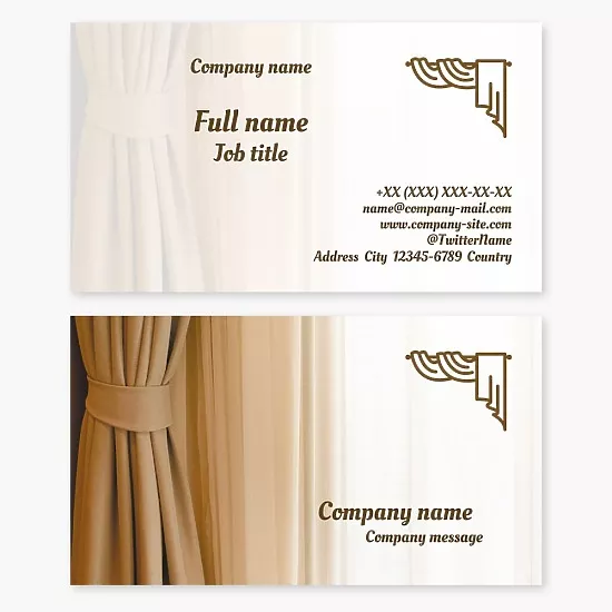 Business card template Curtains, tulle, curtains