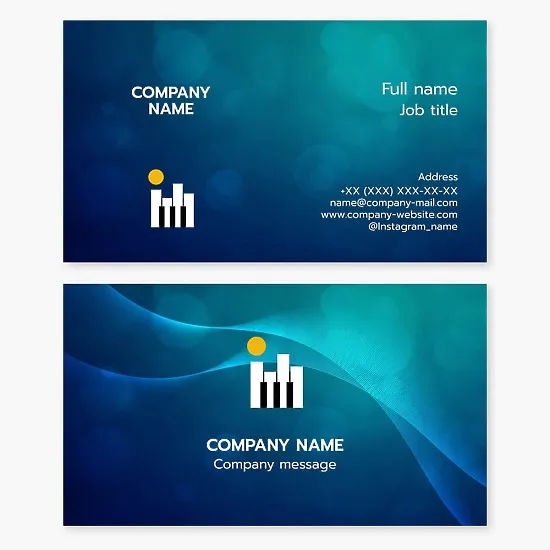 Business card template. Music school. Music teacher. Music quartet, ensemble. Letter I.