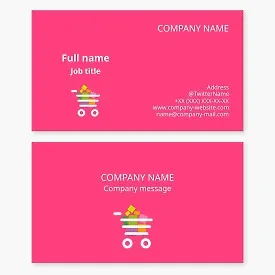 Shopping cart business card template. Trading house, chain of stores.
