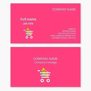 Shopping cart business card template. Trading house, chain of stores.