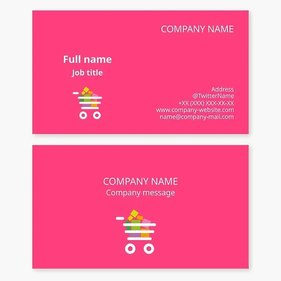 Shopping cart business card template. Trading house, chain of stores.