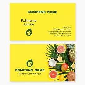 Business card template. Monkey. Tropical fruits.