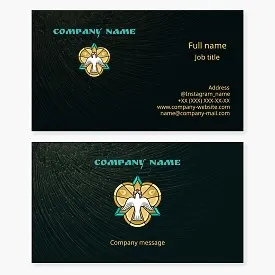 Business card template with Christian illustration, church.