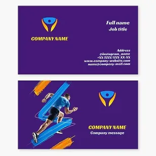 Fitness business card template. Winner. Athlete. Sports club. Sports team. Sports goods, uniform and shoes.