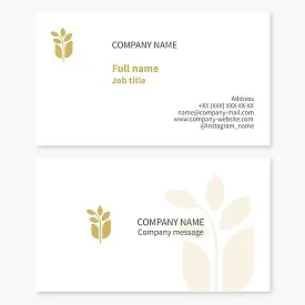Business card template. Plant. Wheat. Agribusiness.