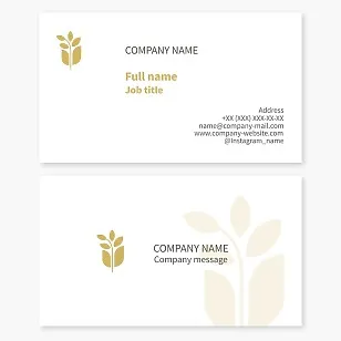 Business card template. Plant. Wheat. Agribusiness.