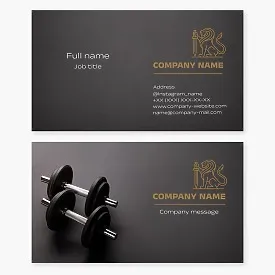 Fitness weight training business card template. Fitness club.