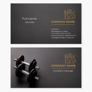 Fitness weight training business card template. Fitness club.