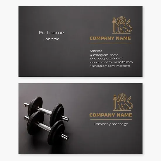 Fitness weight training business card template. Fitness club.