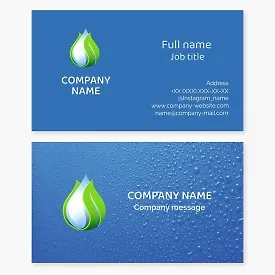 Business card template Water, ecology, drinking water, water supply
