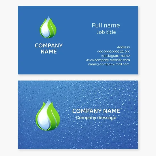 Business card template Water, ecology, drinking water, water supply