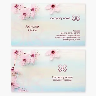 Business card template. Beauty. Butterfly, flowers. Beauty salon.