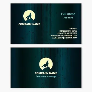 Howling Wolf Moon Logo Business Card Template