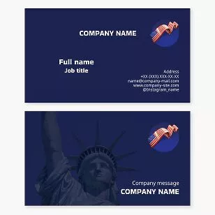 Patriotic | American Flag Ribbon | Business Card Template