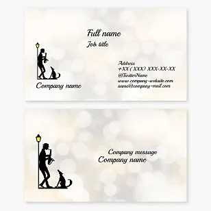 Business card template Street musician, saxophone