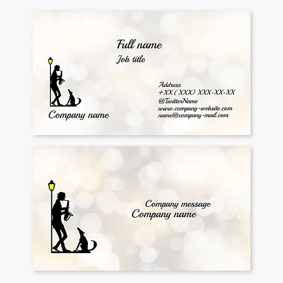 Business card template Street musician, saxophone