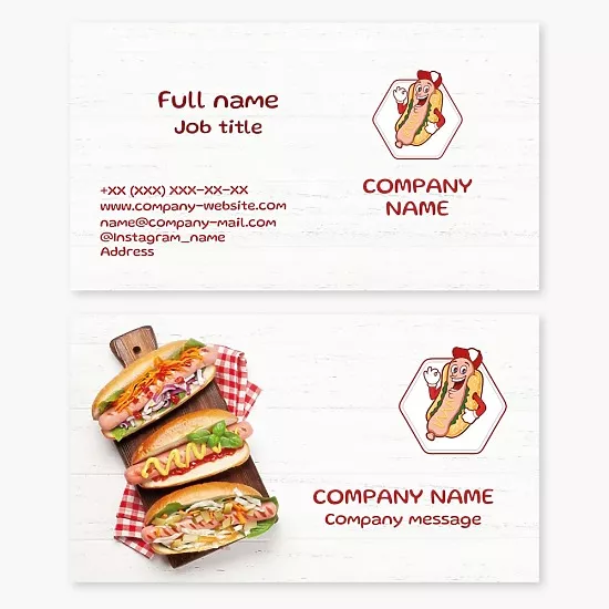 Business card template Fast food, street food, hot dog